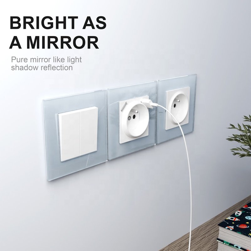 Electric Wall Charger USB Socket EU Standard French Sockets With Double Type A USB Plug Socket