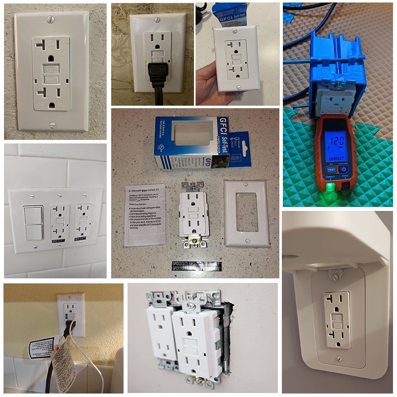 Smart White Duplex Self-Test 125V 20Amp WR TR GFI Socket Wall Outlet GFCI Receptacle with Wallplate for Home