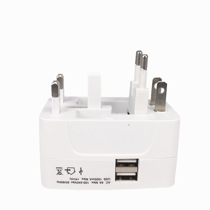 Multi plug power socket Universal travel Adaptor with 2 usb multi AC power chargers travel adapter mobile phone wall charger