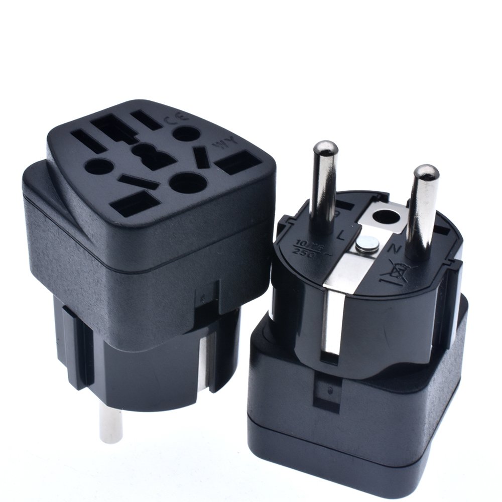 16A 250V Universal Italy Switzerland India UK US AU to Schuko 2pin 4.8mm Plug Adapter