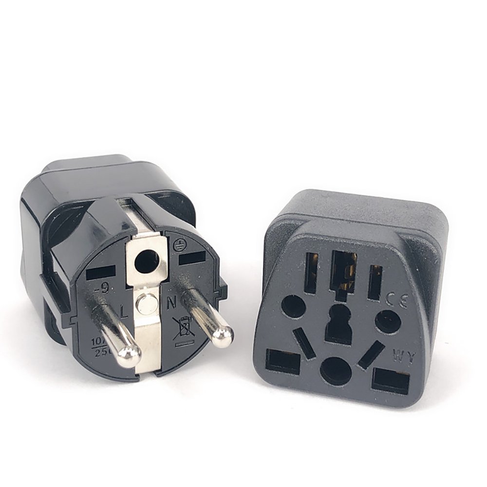 16A 250V Universal Italy Switzerland India UK US AU to Schuko 2pin 4.8mm Plug Adapter