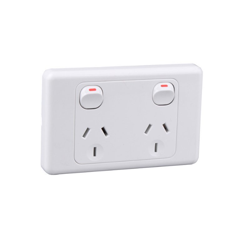 Horizontal White 10A Double Power Point Sockets Premium Quality Home & Office Plugs & Sockets