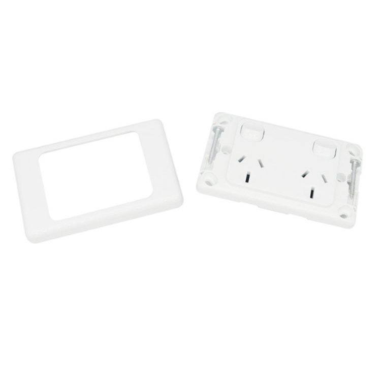Horizontal White 10A Double Power Point Sockets Premium Quality Home & Office Plugs & Sockets