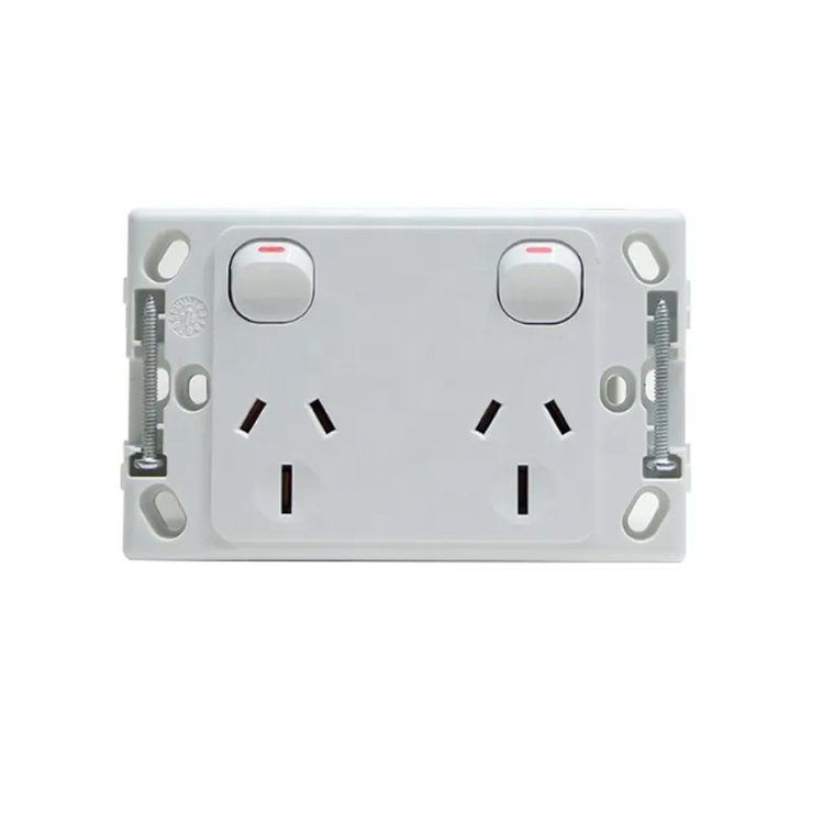 Horizontal White 10A Double Power Point Sockets Premium Quality Home & Office Plugs & Sockets