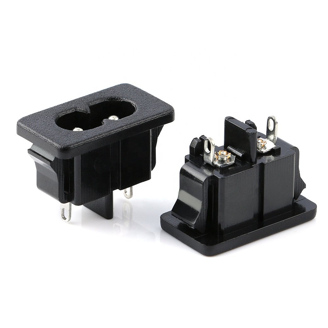 250V 5A AC-027 Pcb Ac Power Plug Socket 2 Pins 180degree 2 Cores AC Power Inlet Socket