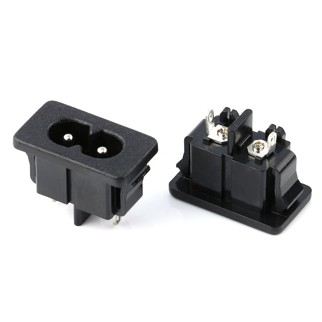 250V 5A AC-027 Pcb Ac Power Plug Socket 2 Pins 180degree 2 Cores AC Power Inlet Socket