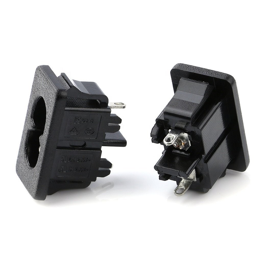 250V 5A AC-027 Pcb Ac Power Plug Socket 2 Pins 180degree 2 Cores AC Power Inlet Socket