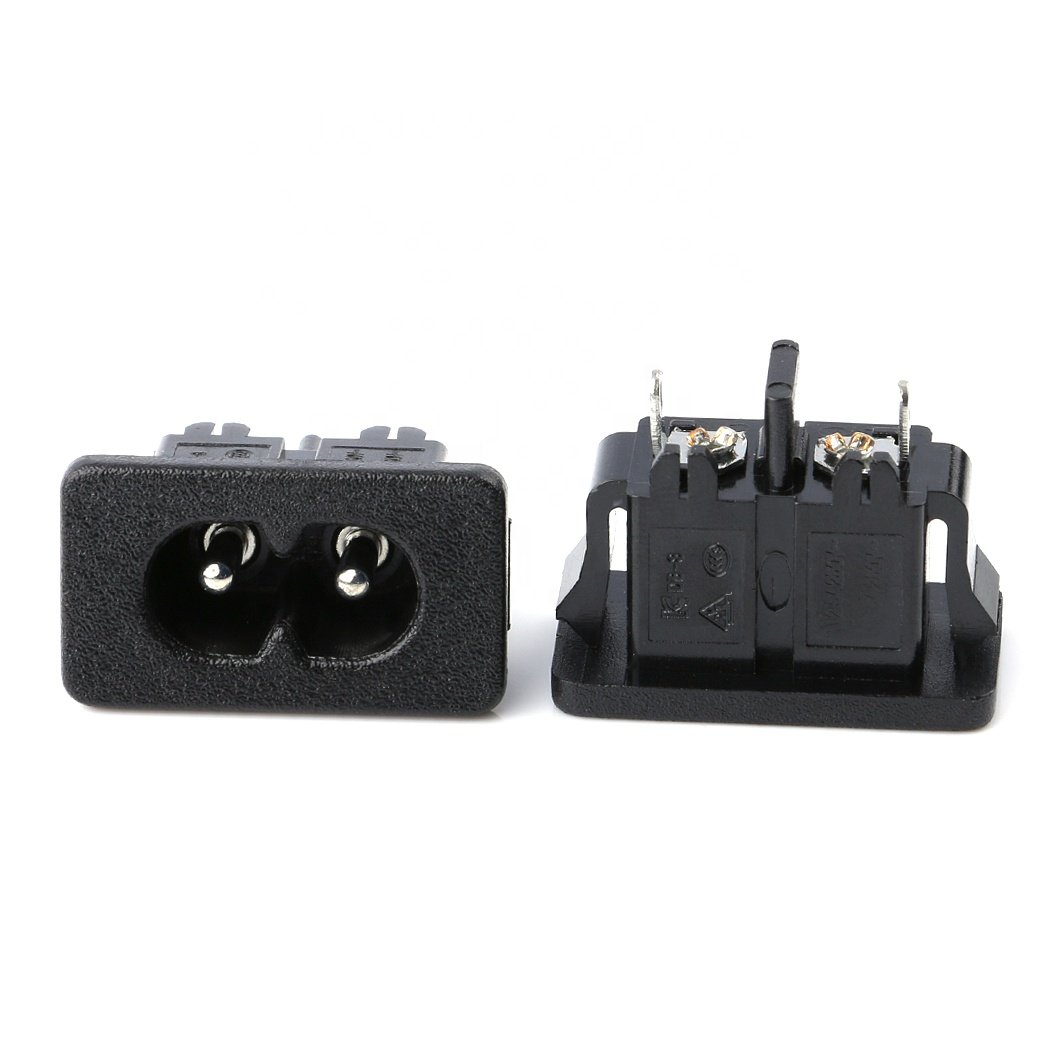 250V 5A AC-027 Pcb Ac Power Plug Socket 2 Pins 180degree 2 Cores AC Power Inlet Socket