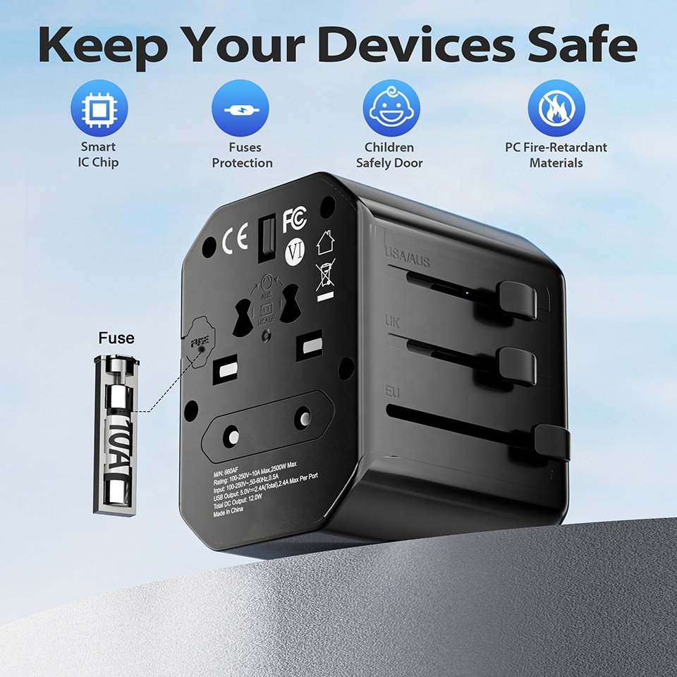 Worldplug 5V 2.4A Universal Worldwide AC Plug Adaptor World International Travel Plug Power Adapter