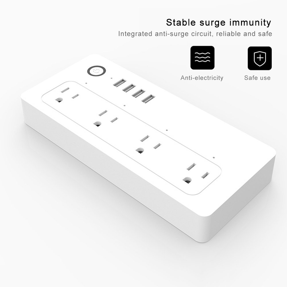 Home Appliance Tuya Smart WiFi US Four Outlet Plug Smart Socket Work with Alexa/Google Assistance PST-SM-SO301