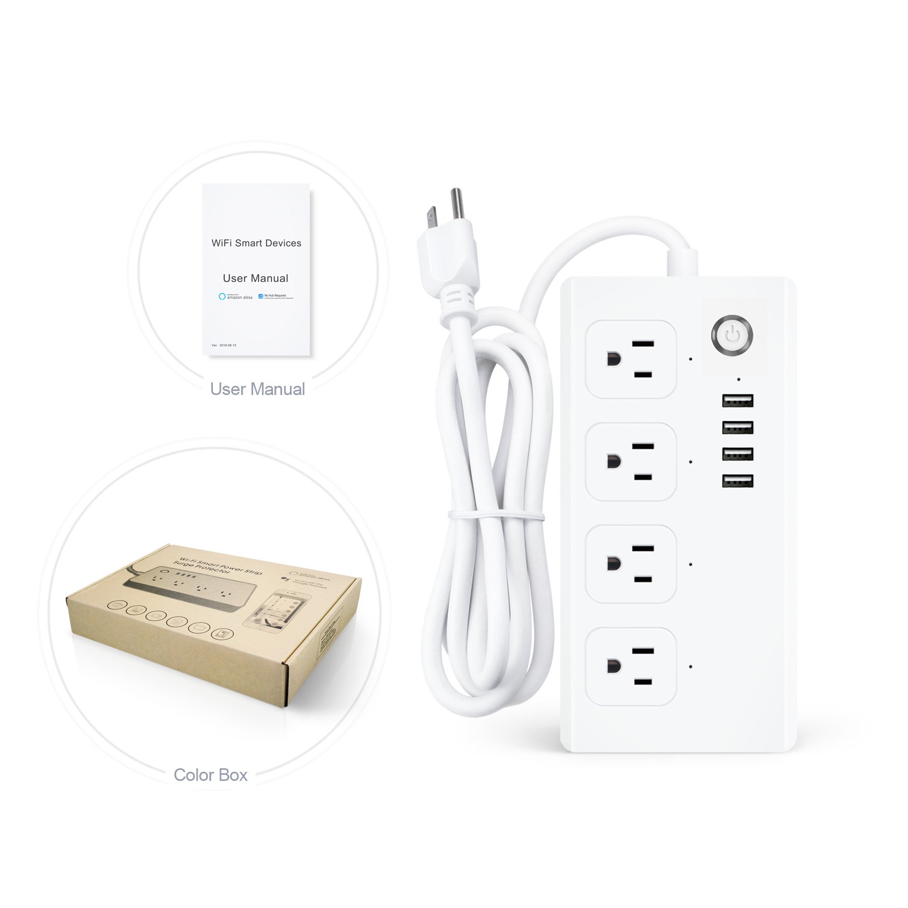Home Appliance Tuya Smart WiFi US Four Outlet Plug Smart Socket Work with Alexa/Google Assistance PST-SM-SO301