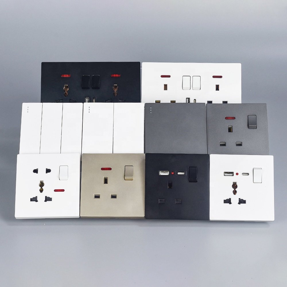 British standard electrical light switch socket board wall plug 3 pin 13 amp uk socket