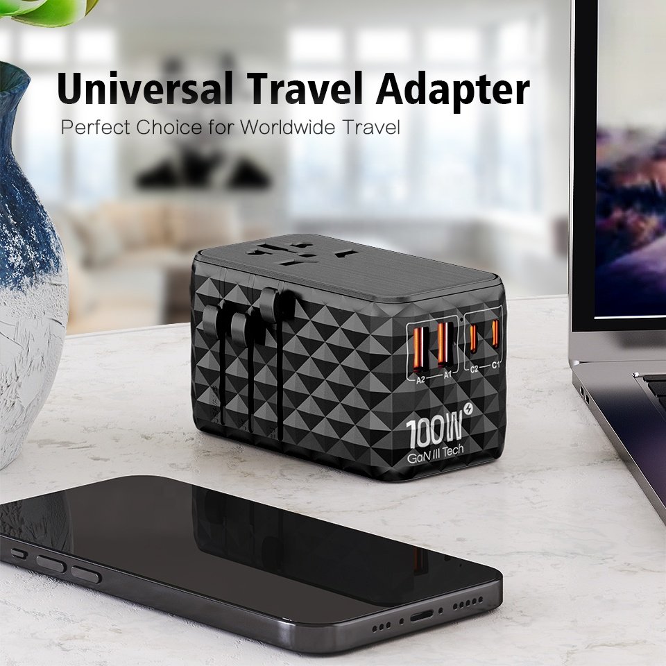 Worldplug GaN 100W Worldwide Fast Travel Charger Adapter Universal Travel Plug Adapter
