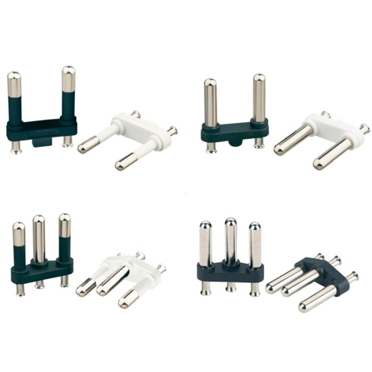 4.8mm 2 pin solid brass pin plug Terminal insert for french germany head power cord adapter NF C61-314