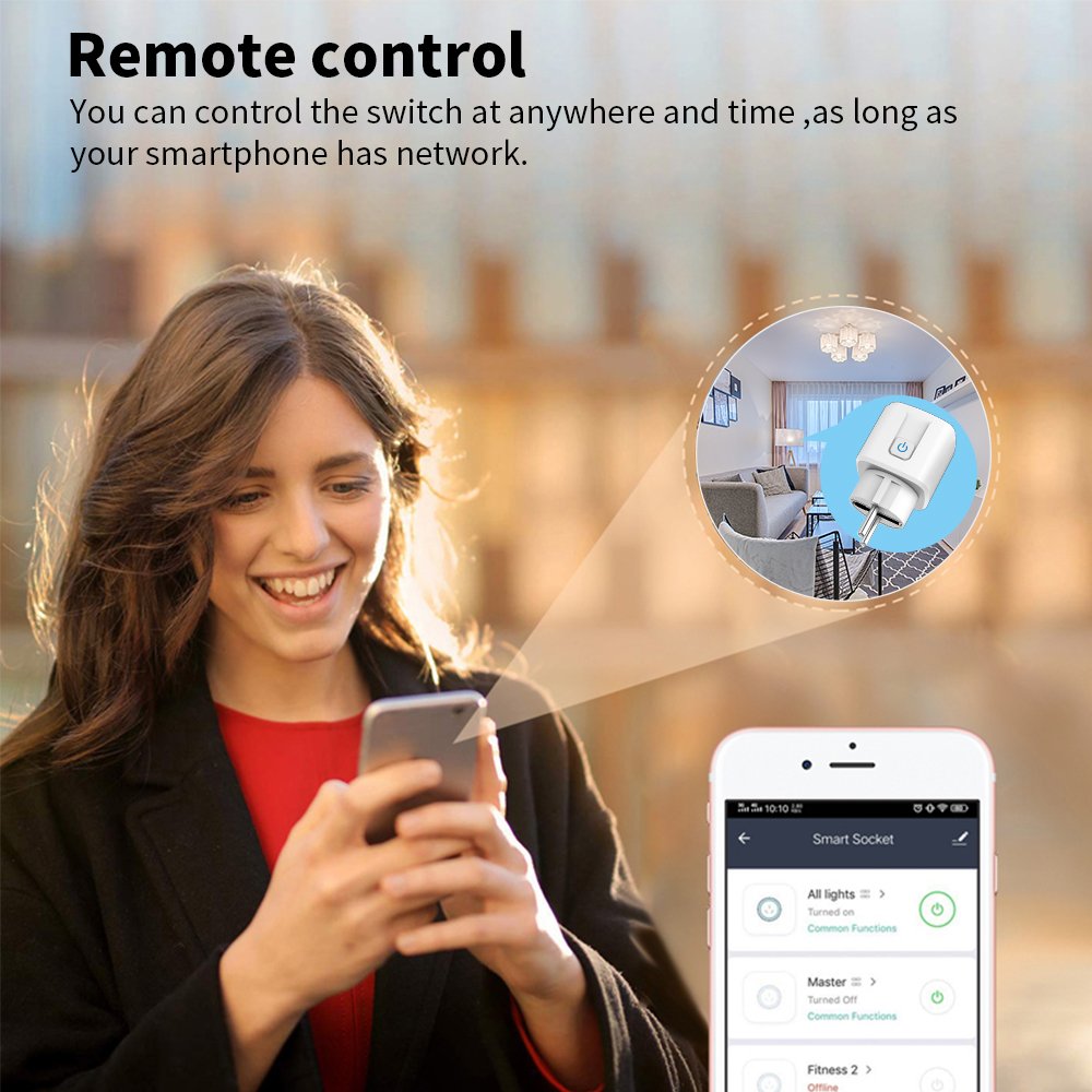 Tuya Smart Socket WiFi Eu Plug Smart Home Automation Power Monitor Timer Multifunctional Alexa Adapter