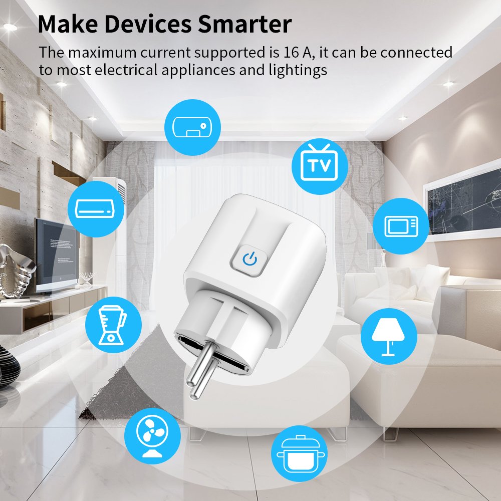 Tuya Smart Socket WiFi Eu Plug Smart Home Automation Power Monitor Timer Multifunctional Alexa Adapter