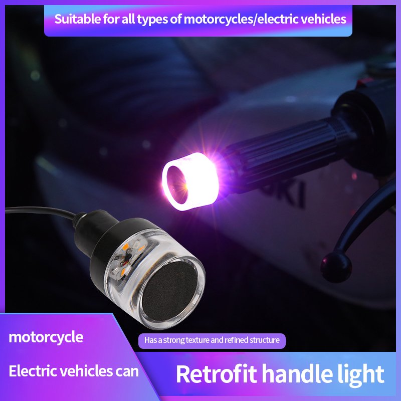 Turn Signals Motorcycle LED Handle Bar End Blinker for 22mm Handlebar Amber Grip Plug Signal Light 12V Flashing Handle Bar