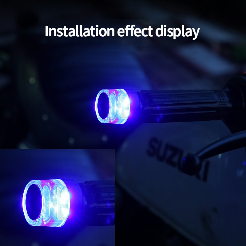 Turn Signals Motorcycle LED Handle Bar End Blinker for 22mm Handlebar Amber Grip Plug Signal Light 12V Flashing Handle Bar