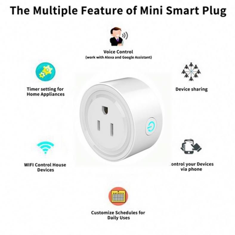 tuya US standard Mini smart socket 10A 100-240V AC wifi plug wireless remote control turn on/off power switch
