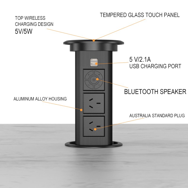 IP44 Kitchen Countertop universal electric plug Pop Up Power extension Sockets with SAA CE CB