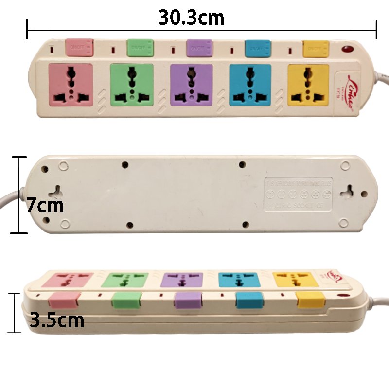 China wholesale universal Multi plug 5 way Power outlet power strip socket extension Independent electrical switch & socket