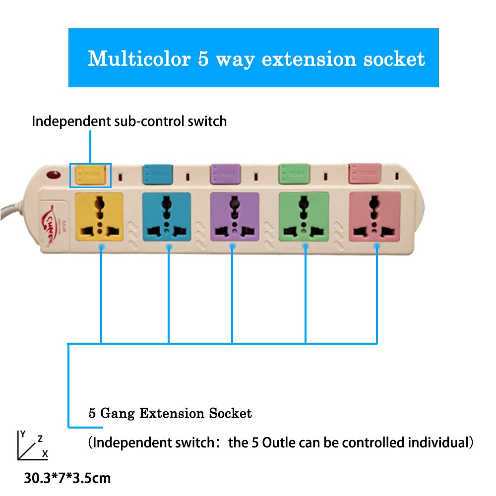 China wholesale universal Multi plug 5 way Power outlet power strip socket extension Independent electrical switch & socket