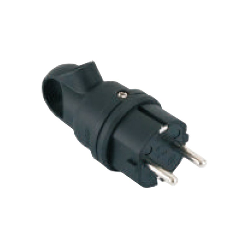 Rubber EU Male Electrical Power Plug with Grounding 250V 16A 2 Pin Round Pin 4.8mm Dual Male Plug for Outdoor Use