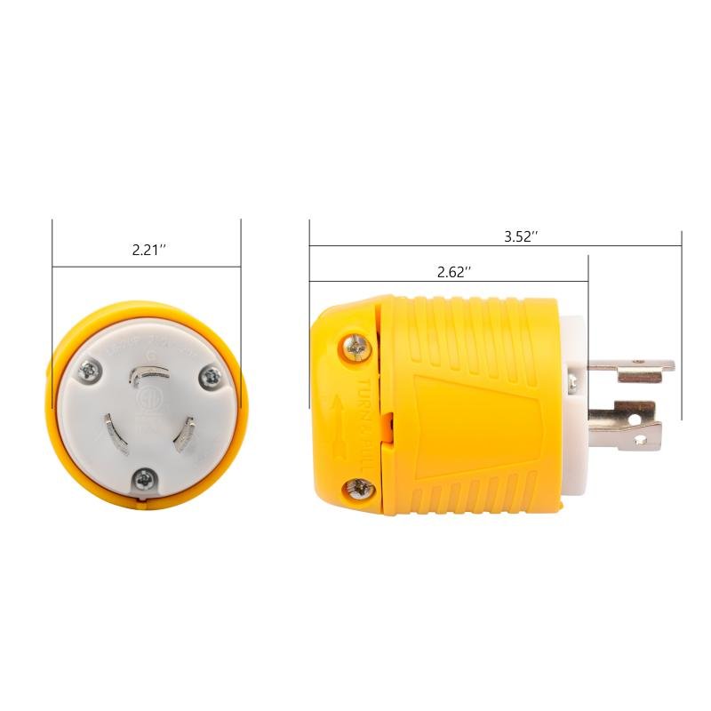 20 Amp 250 Volt Locking Plug L6-20P Extension Cord Ends Male Plugs ETL Listed Replacement Electrical Plug