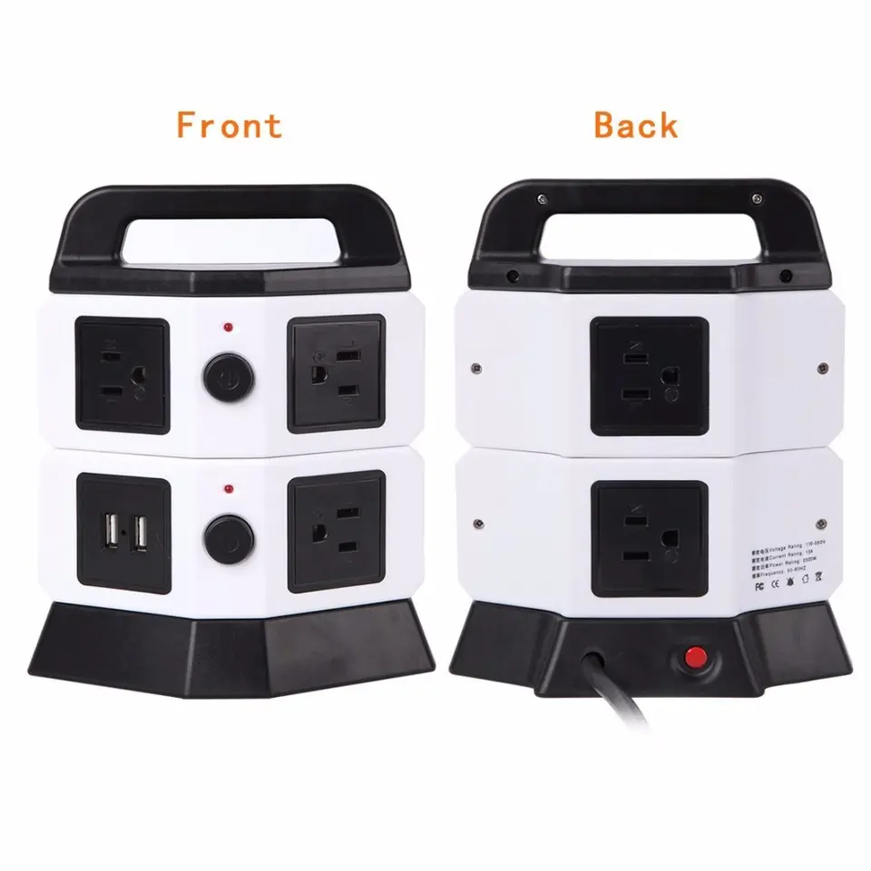 High Quality JUNWEI Surge Protector Plug Socket 8 way 2 USB Ports Power Strip