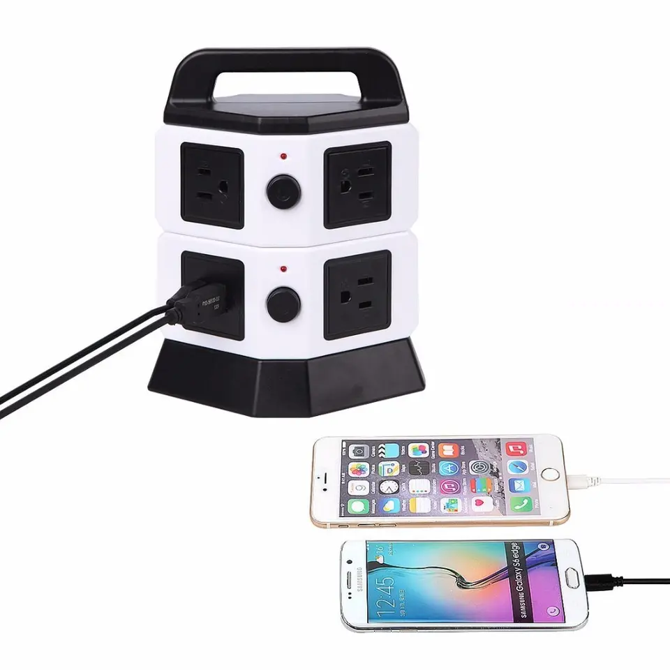 High Quality JUNWEI Surge Protector Plug Socket 8 way 2 USB Ports Power Strip