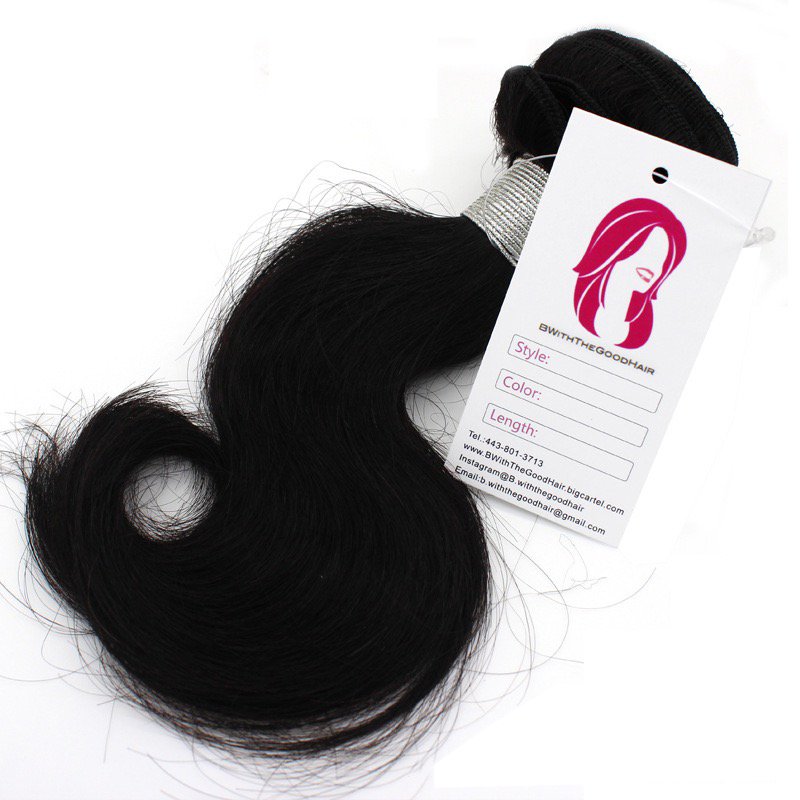 custom hair extension packaging wrap sticker and tags for business VIP advertising card gift cards hair Bundle Wraps wig tags