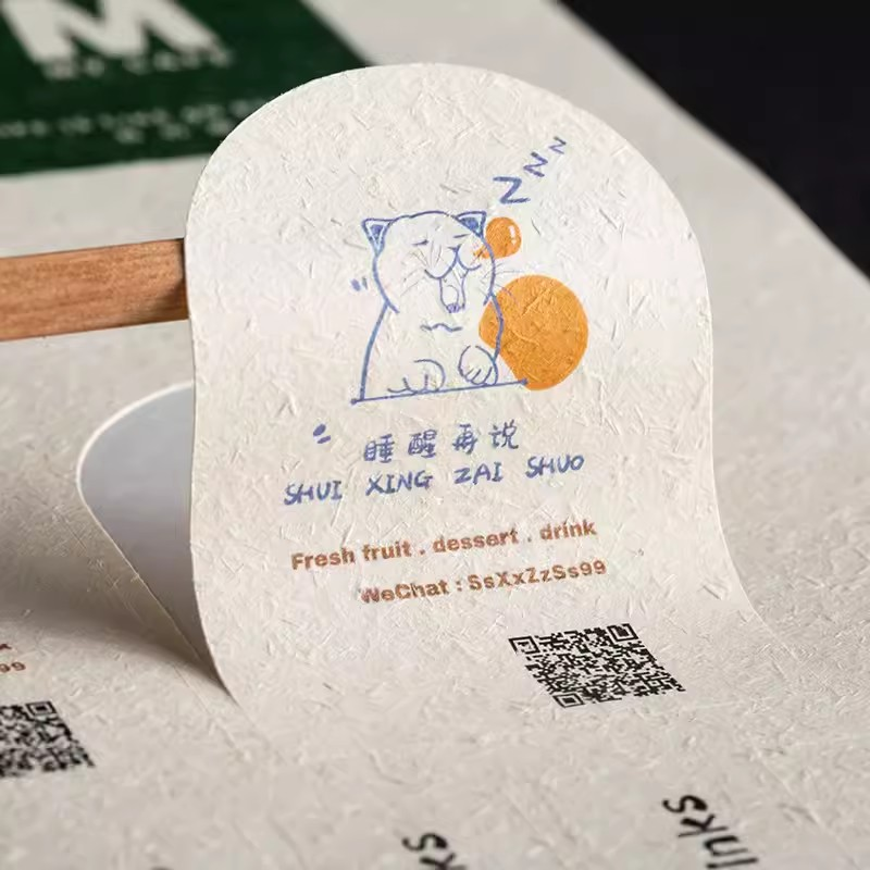 Custom texture paper printing various shape die cut wrapping paper sealing sticker thank you labels for packaging