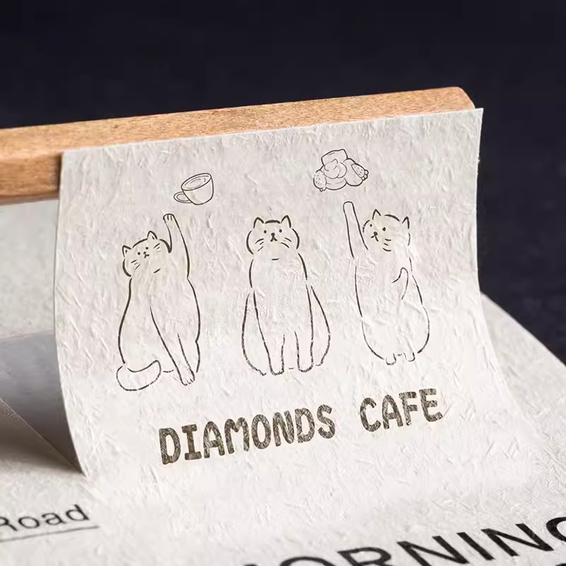 Custom texture paper printing various shape die cut wrapping paper sealing sticker thank you labels for packaging