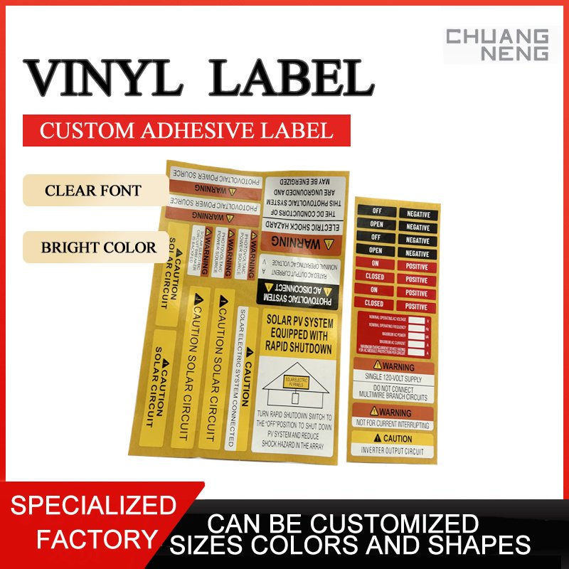 Custom Hazardous Voltage Safety sticker PV solar warning label kits customer design double color self adhesive label vinyl