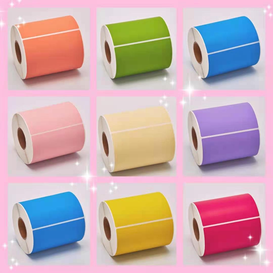 Customized Color Logo Adhesive Paper Shipping Sticker Direct 4 X 6 Pink Direct Thermal Roll Label