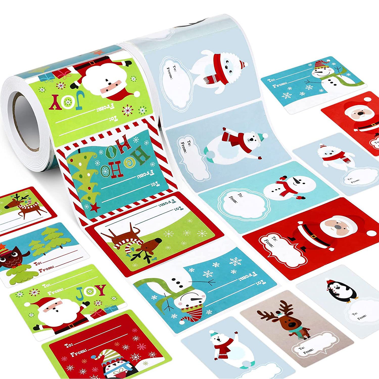 Etiquettes Custom Self Adhesive Roll Etiqueta Gift Deco Name Tag Label Merry Christmas Vintage Sticker