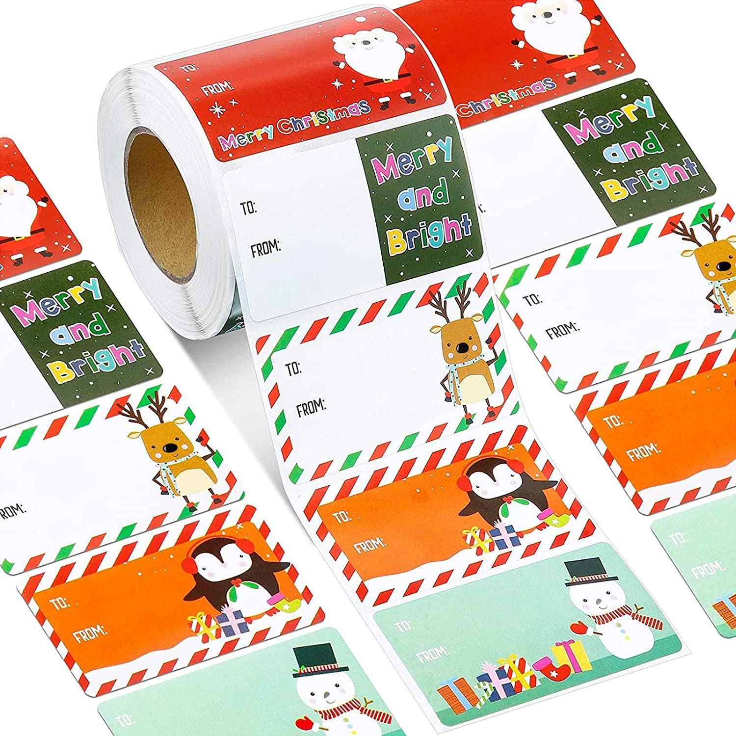 Etiquettes Custom Self Adhesive Roll Etiqueta Gift Deco Name Tag Label Merry Christmas Vintage Sticker