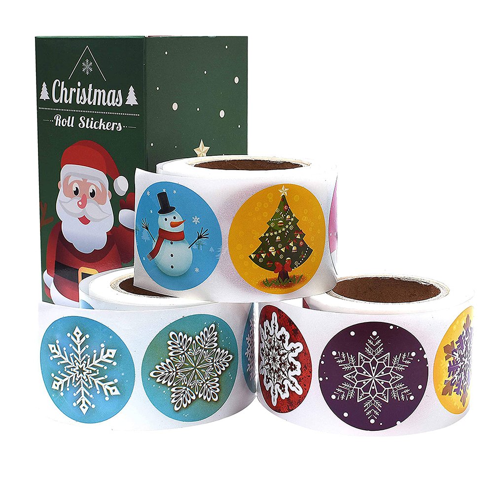 Etiquettes Custom Self Adhesive Roll Etiqueta Gift Deco Name Tag Label Merry Christmas Vintage Sticker