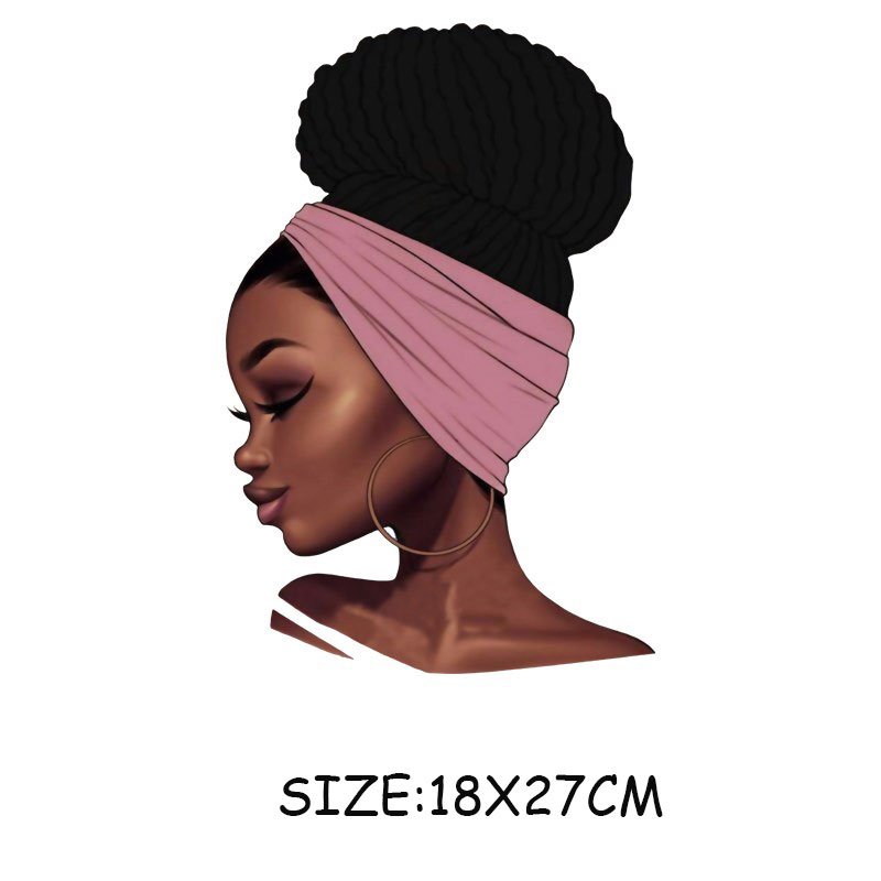 For Clothing Custom Black Woman Beauty Girls Heat Transfer Patch Stripes Applique Thermo Stickers On clothing Iron On Transfers