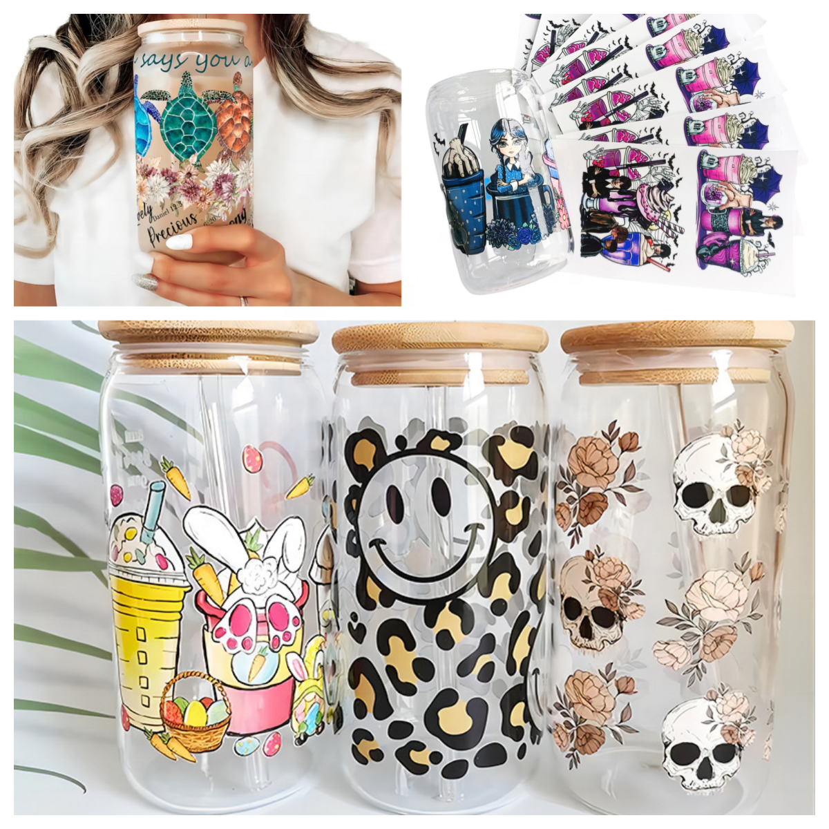 Custom multi-size uv dtf cup wraps transfers ready to transfer cup wrap printing sticker film printer uv dtf for cup wraps glass