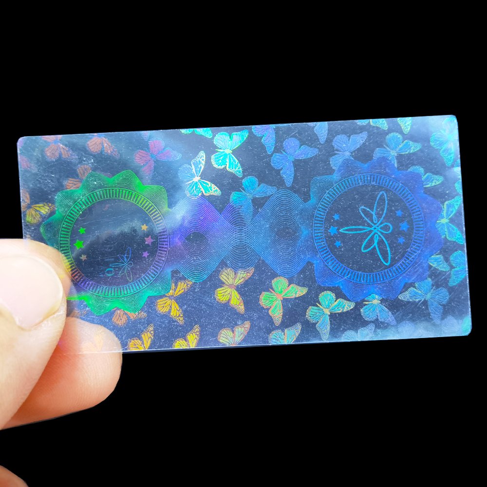 Good Quality Printing Color Clear Self Adhesive Transparent Holographic Film Hologram Sticker Label Custom