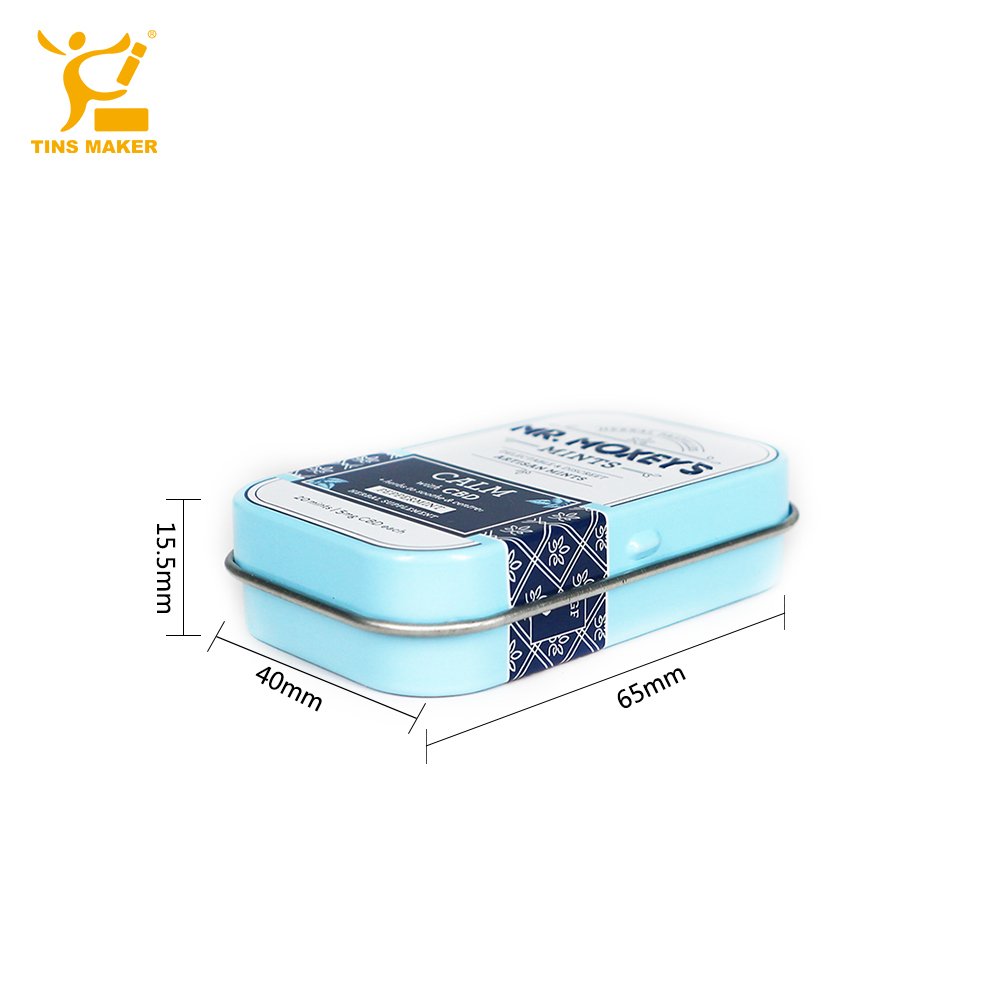 Small Candy Gift Tin Can Cigarette Case Rectangular Square Metal Packaging Tin Box With Hinged Lid
