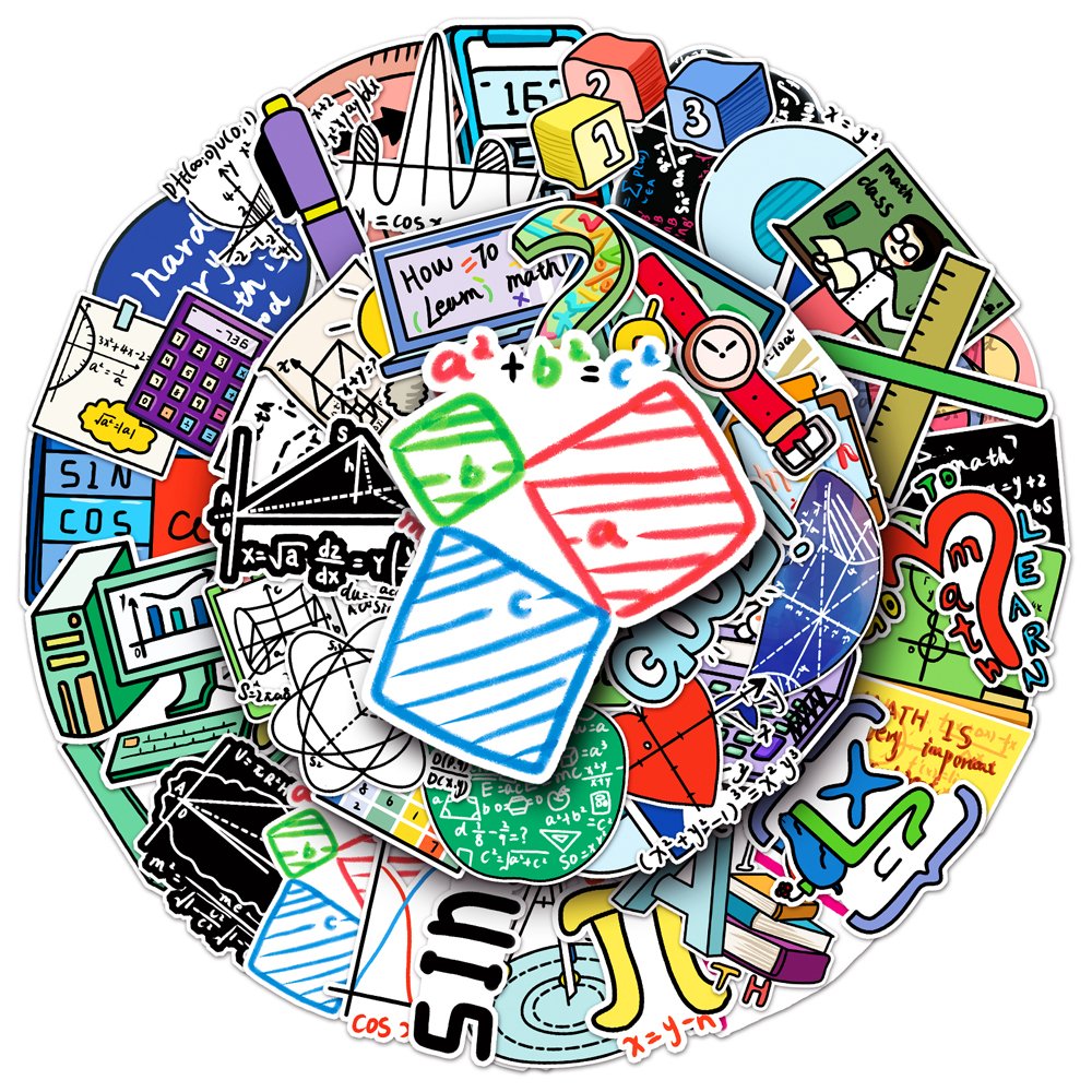 2023NEW Original Creative Mathematical Formulas Cartoon Sticker UV Printing Custom Die Cut Vinyl Sticker