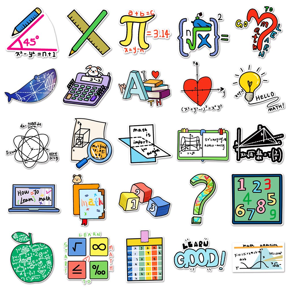 2023NEW Original Creative Mathematical Formulas Cartoon Sticker UV Printing Custom Die Cut Vinyl Sticker