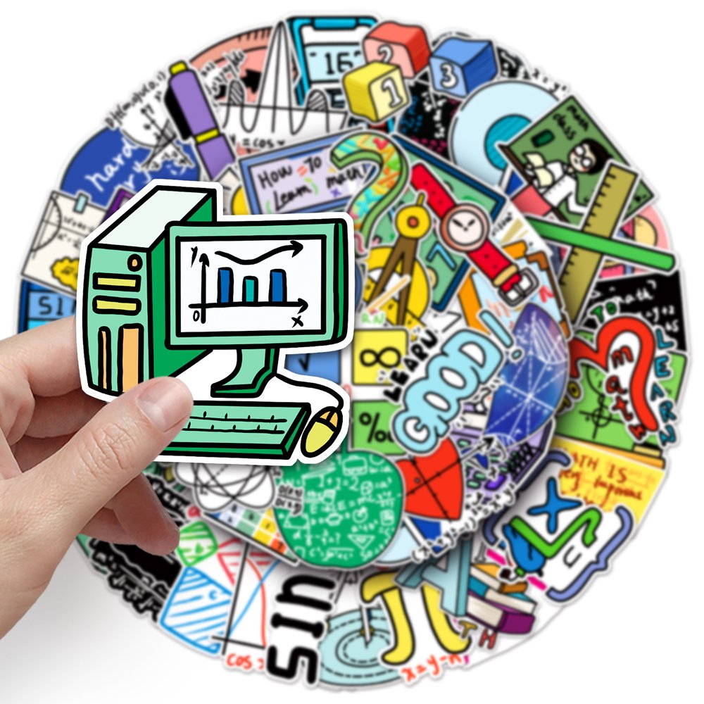 2023NEW Original Creative Mathematical Formulas Cartoon Sticker UV Printing Custom Die Cut Vinyl Sticker