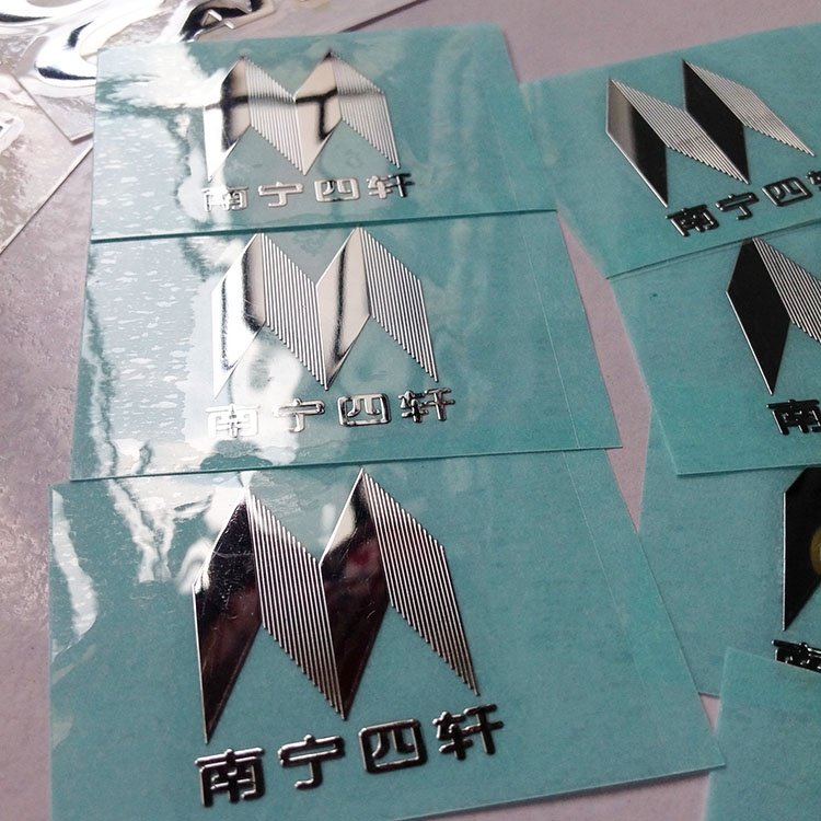 Custom brushed 3D electroforming nickel label silver electroplated metal logo sticker