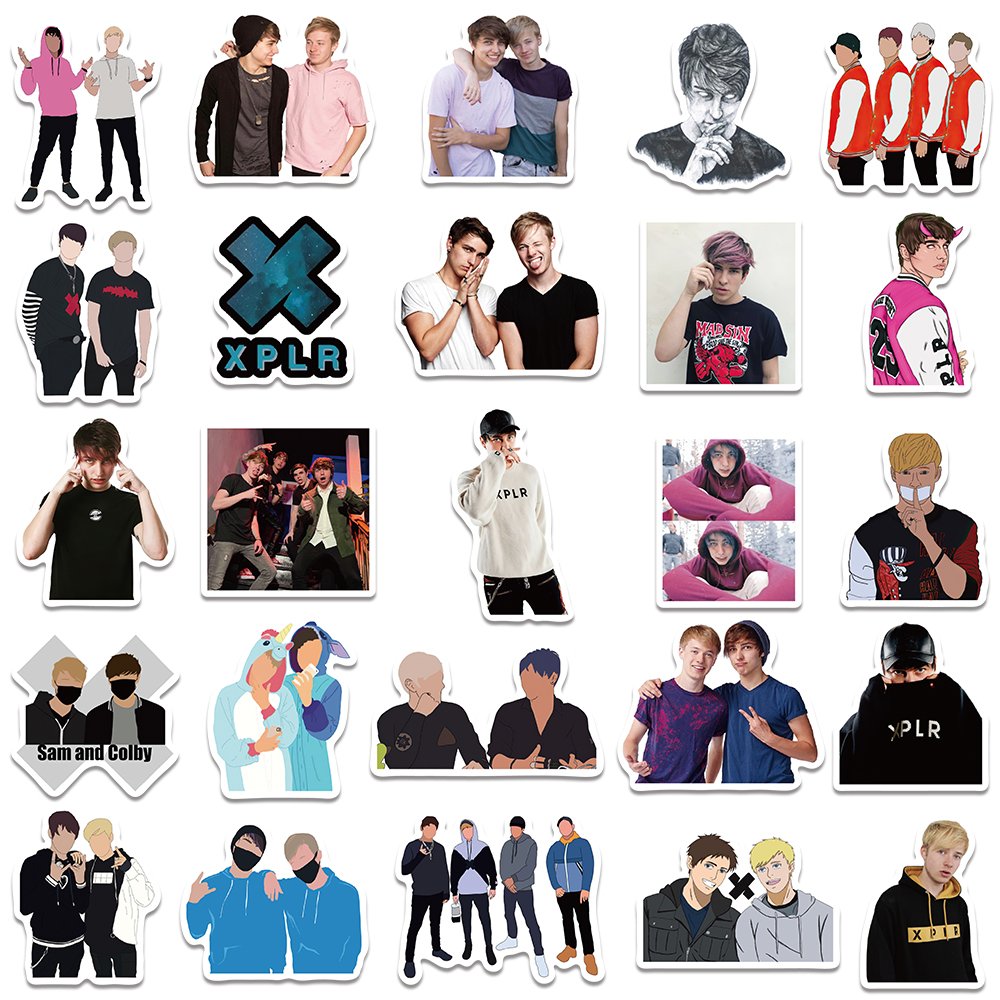50pcs Influencer Sam And Colby Sticker Graffiti Waterproof Decal Diy Water Bottle Fridge Phone Notebook Luggage Diary Stickers
