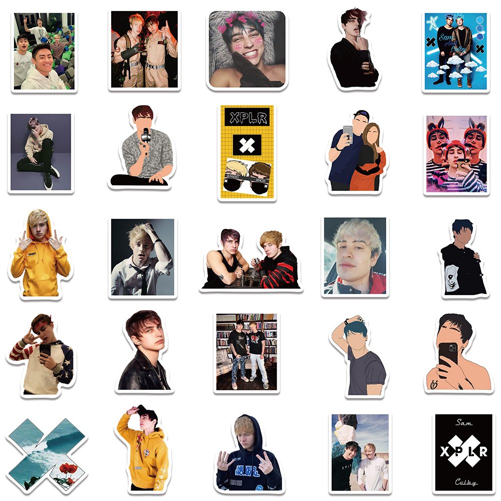 50pcs Influencer Sam And Colby Sticker Graffiti Waterproof Decal Diy Water Bottle Fridge Phone Notebook Luggage Diary Stickers