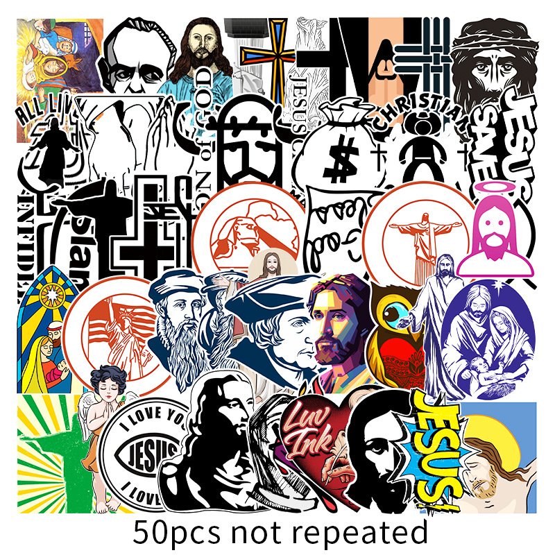 50PCS Religious inspirational Jesus Christian stickers for laptop car guitar bike