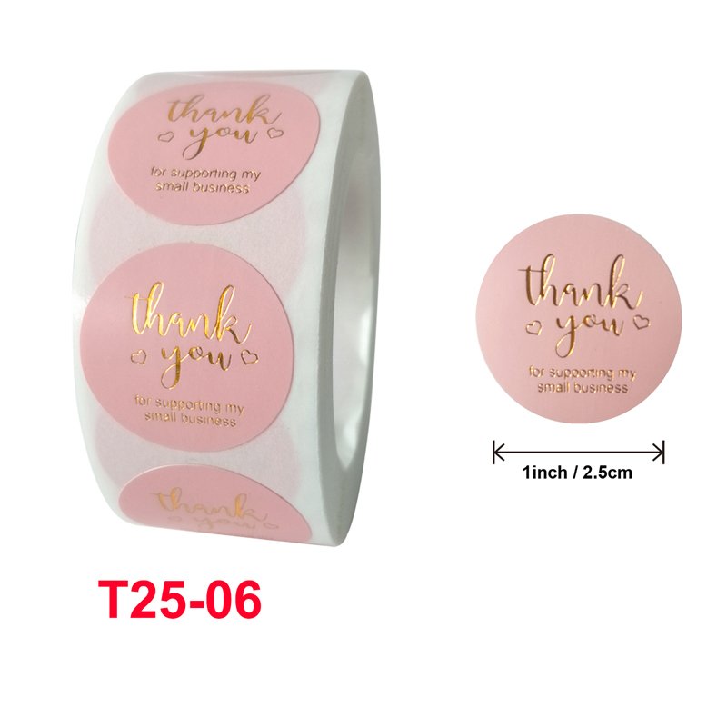 Custom Self Adhesive Sticker Rolls Pink Thank You Stickers Thank You For Supporting My Small Business Sticker